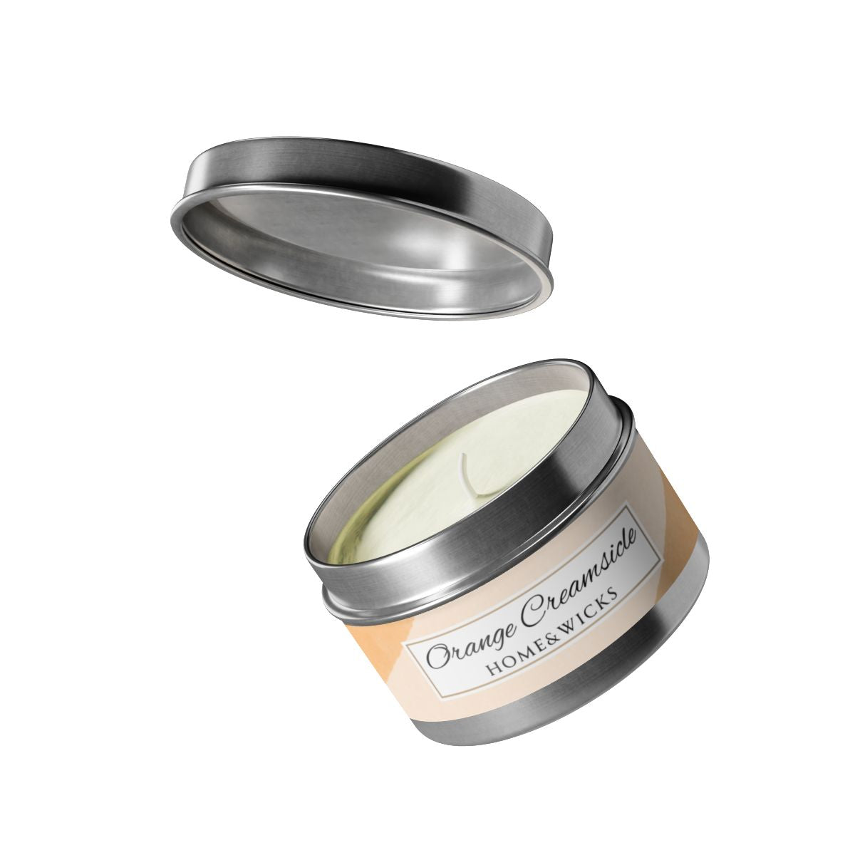 Orange Creamsicle Coconut Soy Wax Candle, 4 oz. Silver Tin Jar with Lid - Summer Candle, Orange Scented Candle, Gourmand Scented Candle