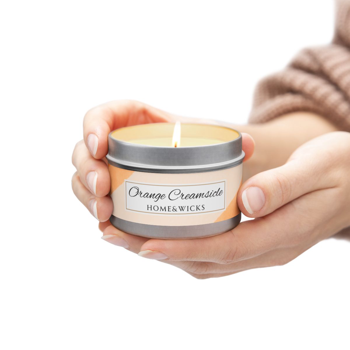 Orange Creamsicle Coconut Soy Wax Candle, 4 oz. Silver Tin Jar with Lid - Summer Candle, Orange Scented Candle, Gourmand Scented Candle