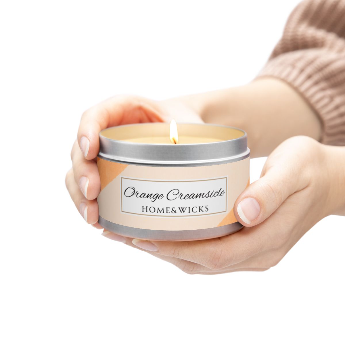 Orange Creamsicle Coconut Soy Wax Candle, 8 oz. Silver Tin Jar with Lid - Summer Candle, Orange Scented Candle, Gourmand Scented Candle