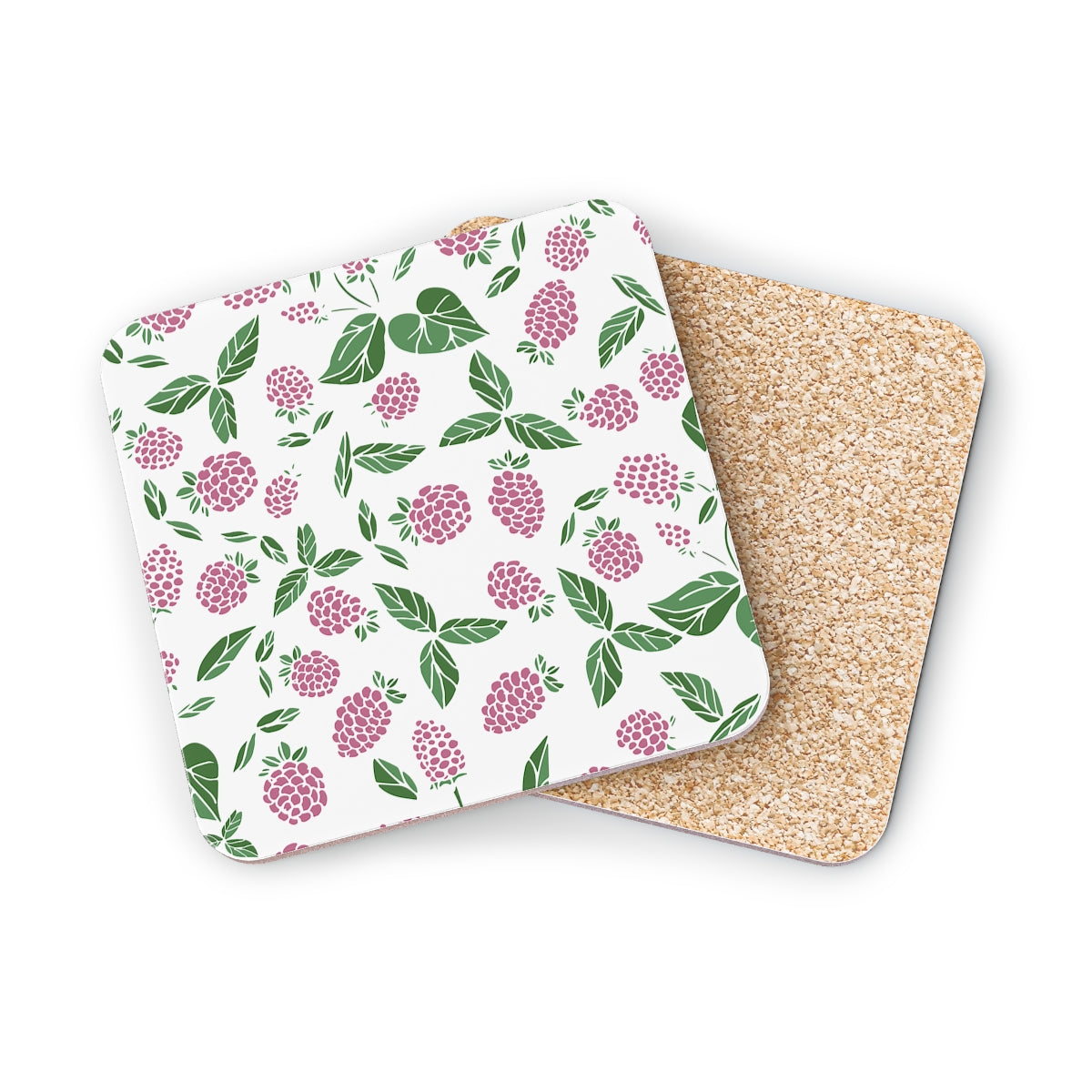 Pink Berry - Square Hardboard Coaster, Cork Backed - 3.75" x 3.75" - Perfect for Home Decor and Gifts - Priced per coaster