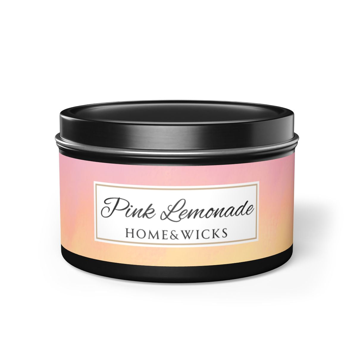 Pink Lemonade Coconut Soy Wax Candle, 8 oz. Black Tin Jar with Lid - Fruity Scented Candle, Gourmand Candle, Summer Decor