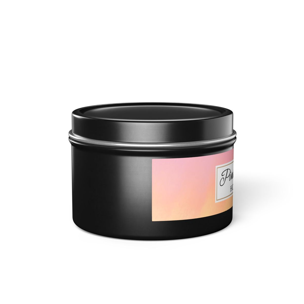 Pink Lemonade Coconut Soy Wax Candle, 4 oz. Black Tin Jar with Lid - Fruity Scented Candle, Gourmand Candle, Summer Decor