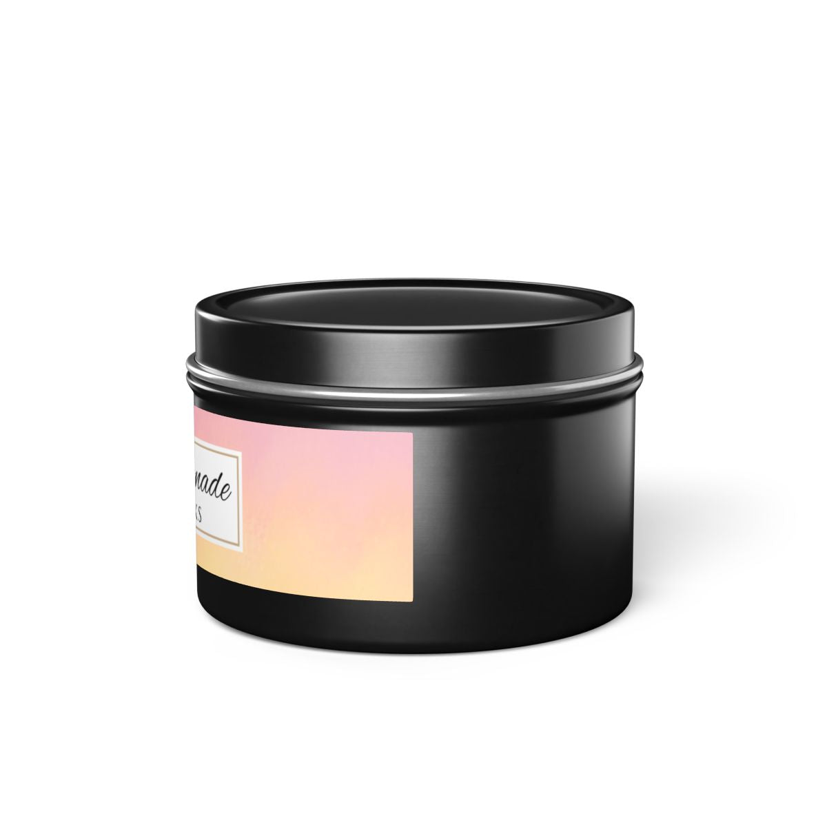 Pink Lemonade Coconut Soy Wax Candle, 4 oz. Black Tin Jar with Lid - Fruity Scented Candle, Gourmand Candle, Summer Decor