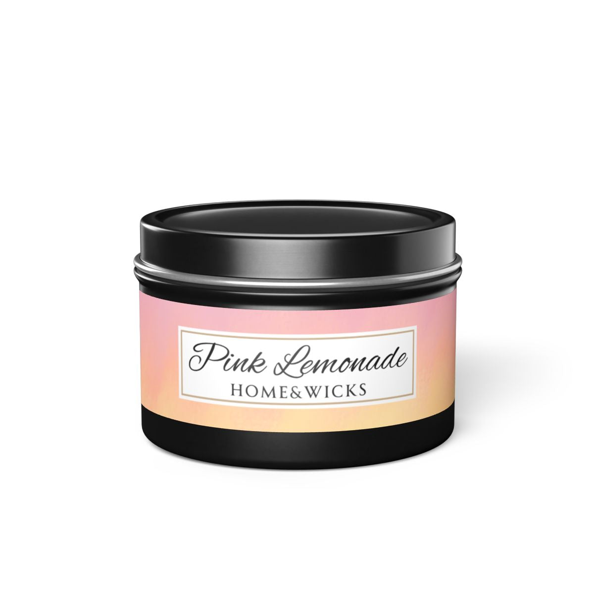 Pink Lemonade Coconut Soy Wax Candle, 4 oz. Black Tin Jar with Lid - Fruity Scented Candle, Gourmand Candle, Summer Decor