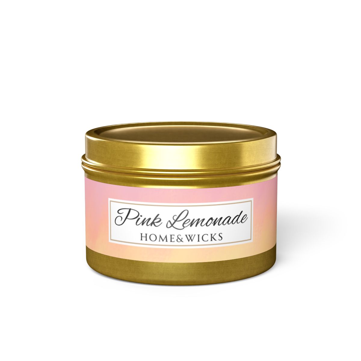Pink Lemonade Coconut Soy Wax Candle, 4 oz. Gold Tin Jar with Lid - Fruity Scented Candle, Gourmand Candle, Summer Decor