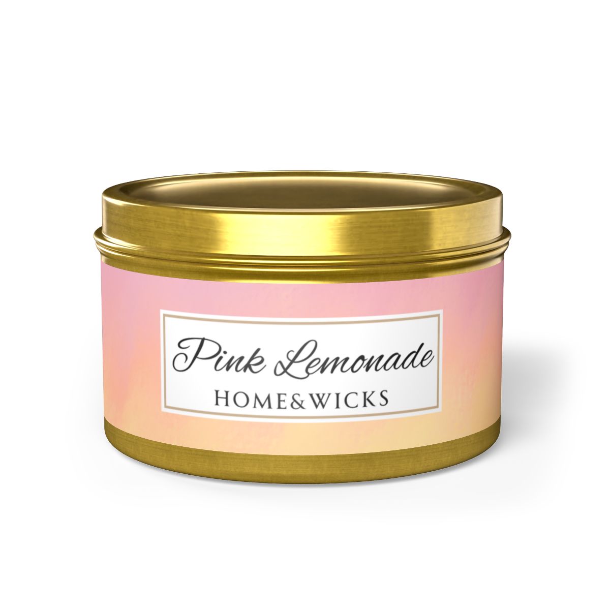 Pink Lemonade Coconut Soy Wax Candle, 8 oz. Gold Tin Jar with Lid - Fruity Scented Candle, Gourmand Candle, Summer Decor