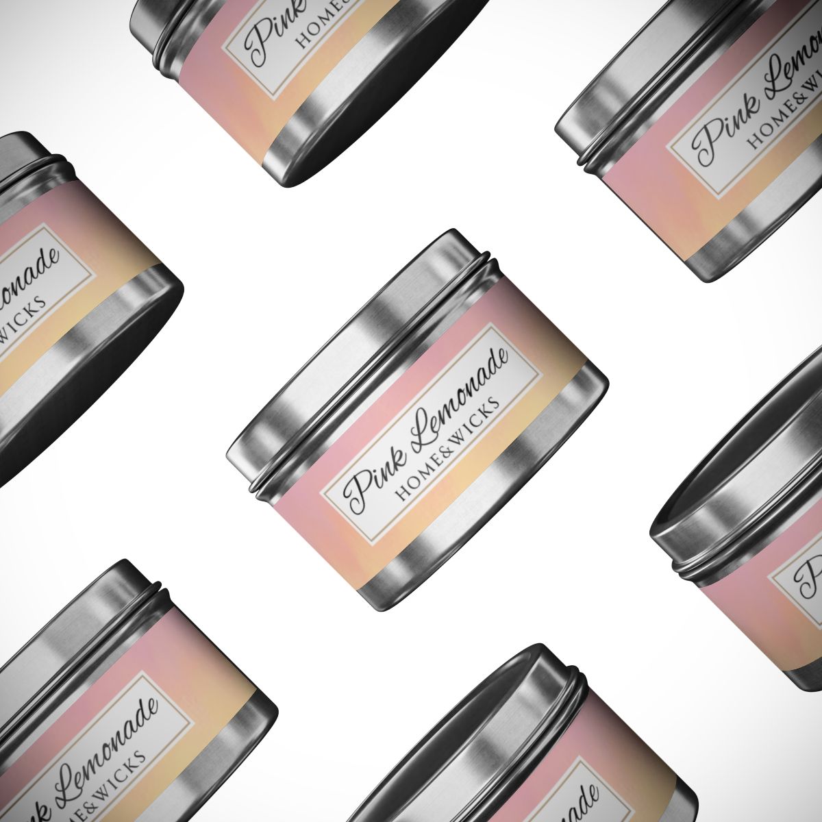 Pink Lemonade Scented Coconut Soy Wax Candle, 4 oz. Silver Tin Jar with Lid - Fruity Scented Candle, Gourmand Candle, Summer Decor