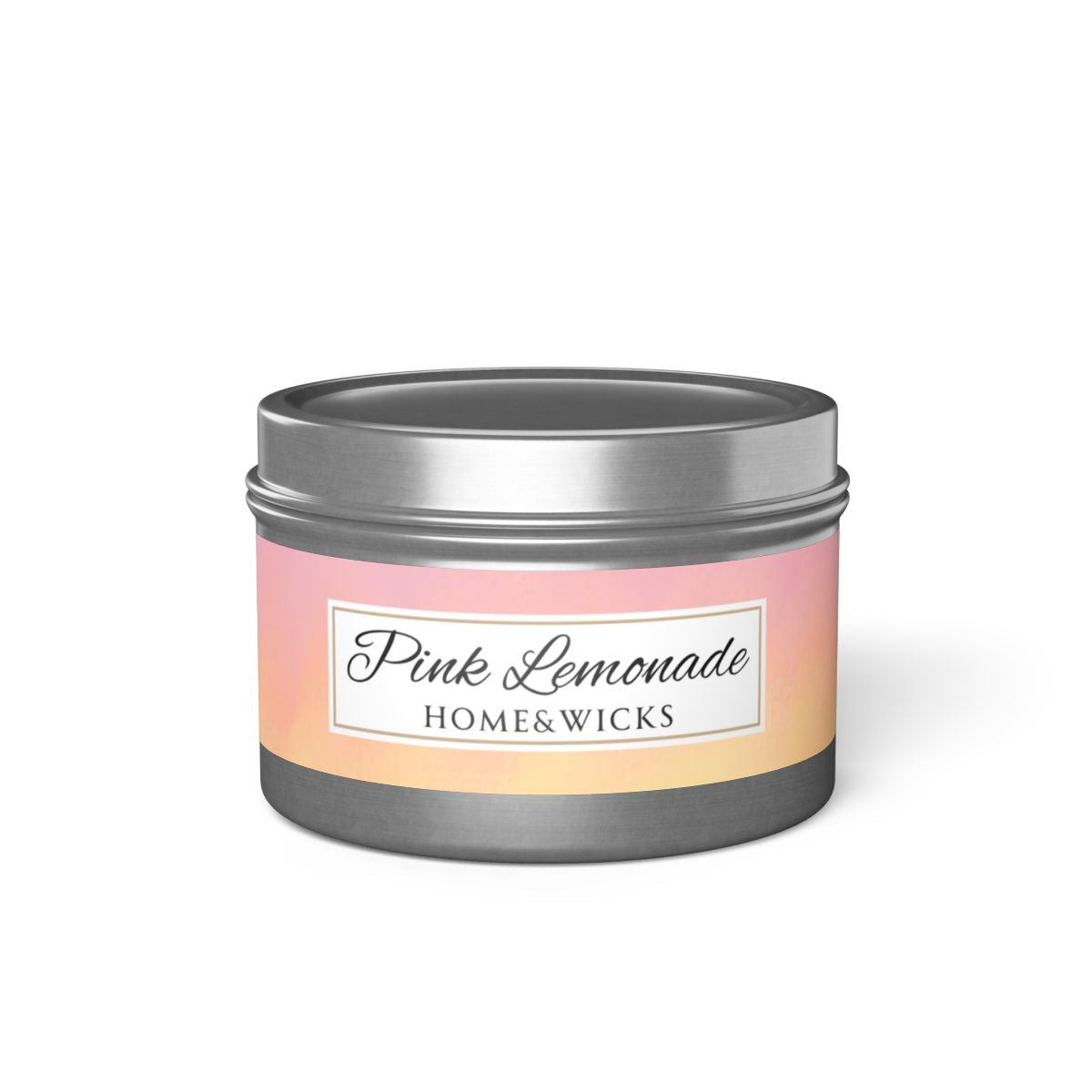 Pink Lemonade Scented Coconut Soy Wax Candle, 4 oz. Silver Tin Jar with Lid - Fruity Scented Candle, Gourmand Candle, Summer Decor