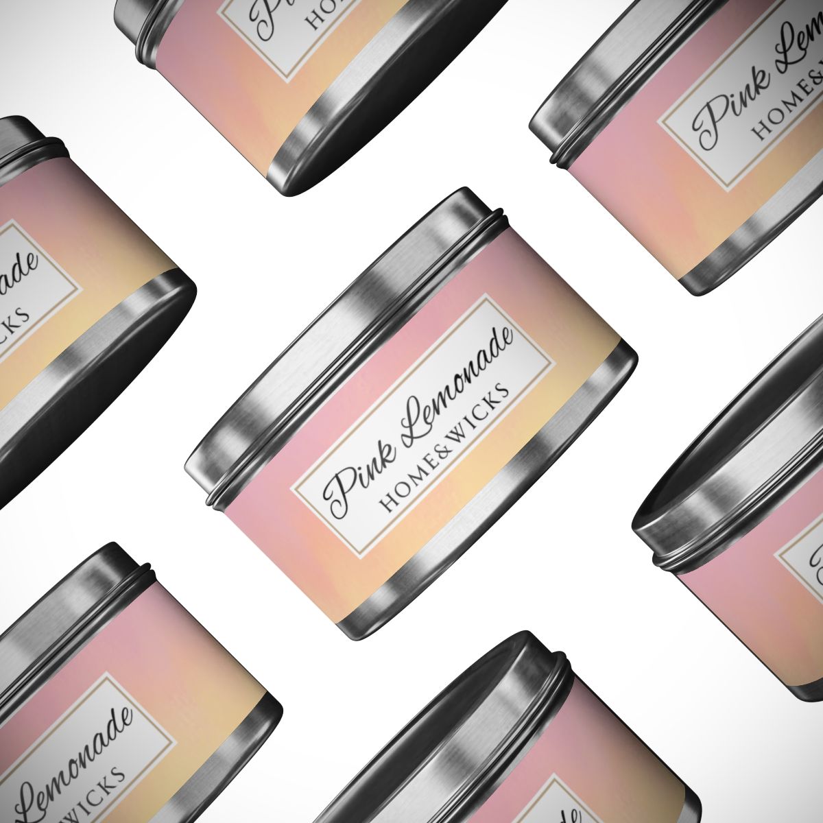 Pink Lemonade Scented Coconut Soy Wax Candle, 8 oz. Silver Tin Jar with Lid - Fruity Scented Candle, Gourmand Candle, Summer Decor