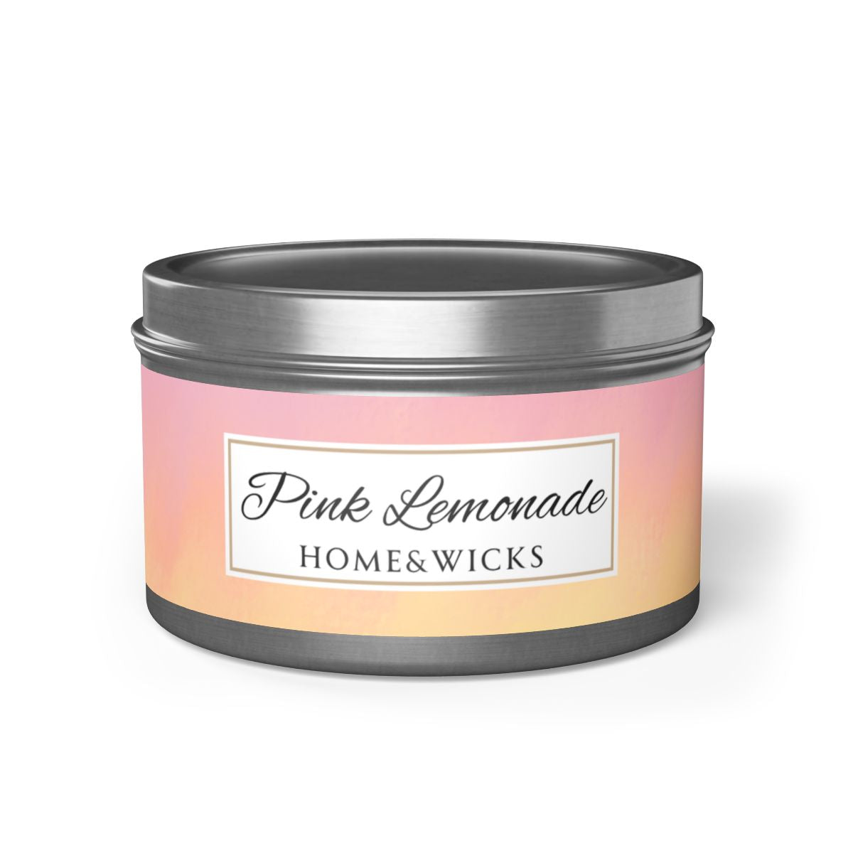 Pink Lemonade Scented Coconut Soy Wax Candle, 8 oz. Silver Tin Jar with Lid - Fruity Scented Candle, Gourmand Candle, Summer Decor