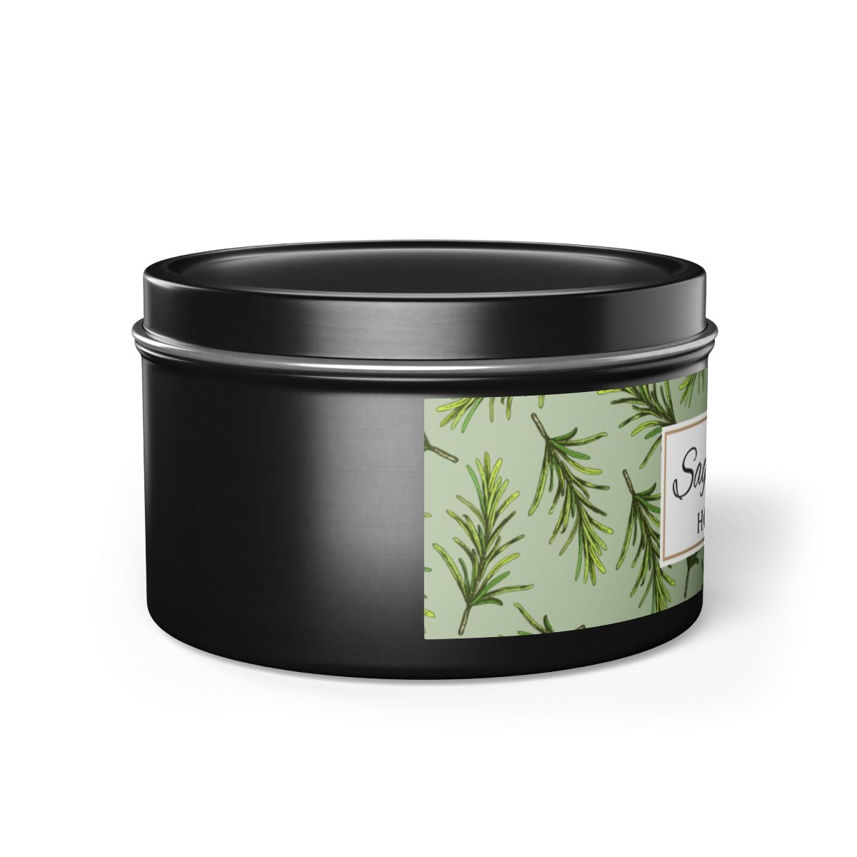 Sage & Cypress Coconut Soy Wax Candle, 8 oz. Black Tin Jar with Lid - Aromatic Scented Candle, Captivating Scented Candle, Fall Candle