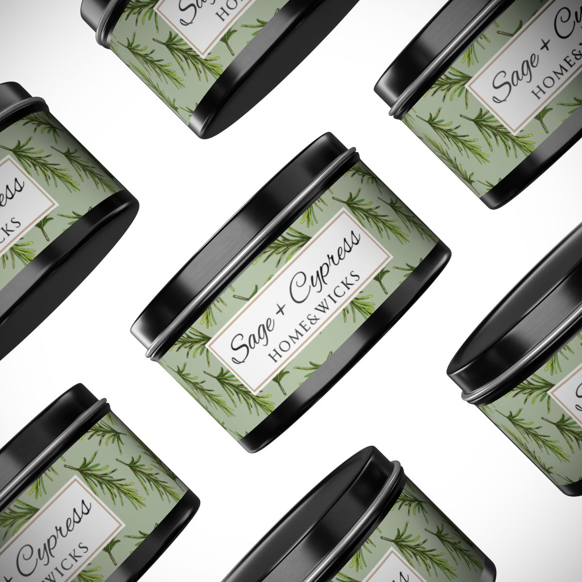 Sage & Cypress Coconut Soy Wax Candle, 8 oz. Black Tin Jar with Lid - Aromatic Scented Candle, Captivating Scented Candle, Fall Candle