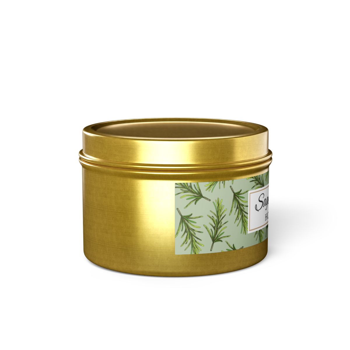 Sage & Cypress Coconut Soy Wax Candle, 4 oz. Gold Tin Jar with Lid - Aromatic Scented Candle, Captivating Scented Candle, Fall Candle