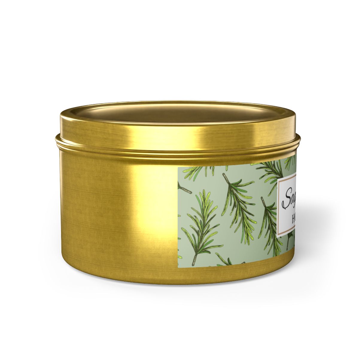 Sage & Cypress Coconut Soy Wax Candle, 8 oz. Gold Tin Jar with Lid - Aromatic Scented Candle, Captivating Scented Candle, Fall Candle