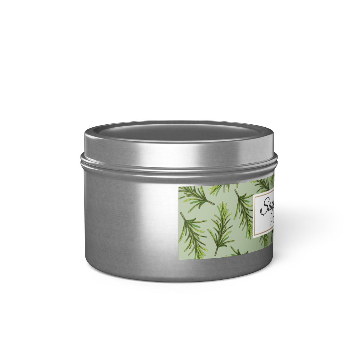 Sage & Cypress Coconut Soy Wax Candle, 4 oz. Silver Tin Jar with Lid - Aromatic Scented Candle, Captivating Scented Candle, Fall Candle