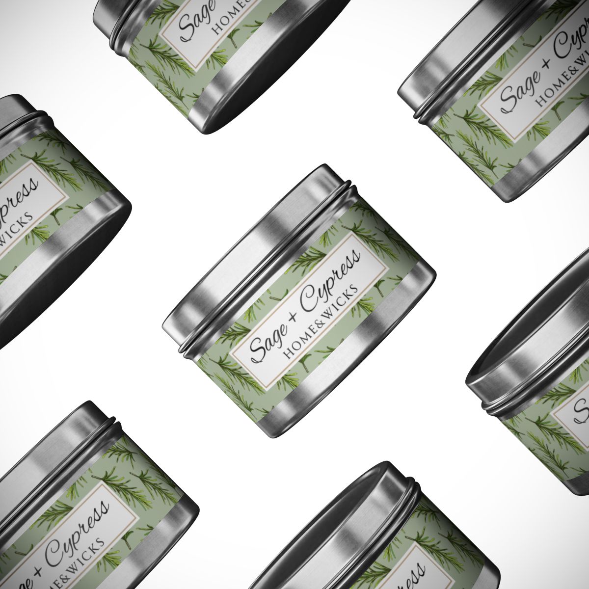 Sage & Cypress Coconut Soy Wax Candle, 4 oz. Silver Tin Jar with Lid - Aromatic Scented Candle, Captivating Scented Candle, Fall Candle