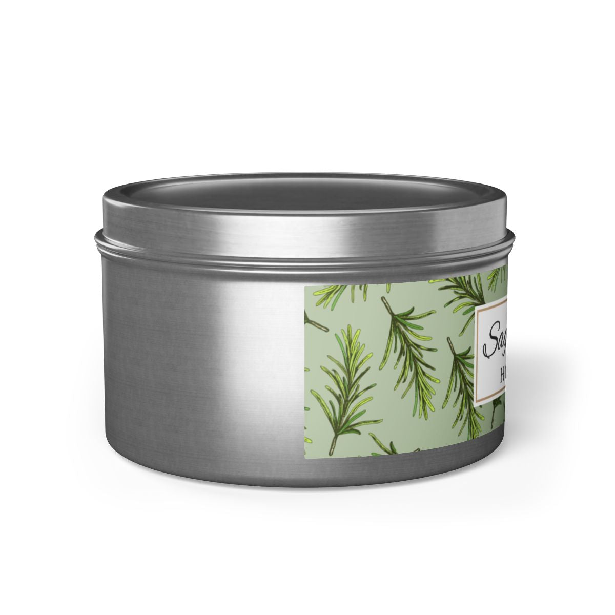 Sage & Cypress Coconut Soy Wax Candle, 8 oz. Silver Tin Jar with Lid - Aromatic Scented Candle, Captivating Scented Candle, Fall Candle