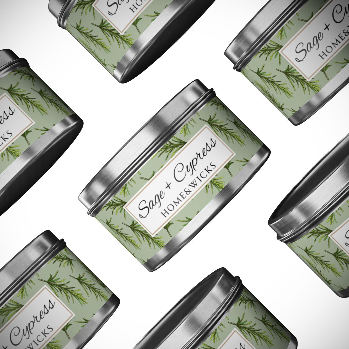 Sage & Cypress Coconut Soy Wax Candle, 8 oz. Silver Tin Jar with Lid - Aromatic Scented Candle, Captivating Scented Candle, Fall Candle
