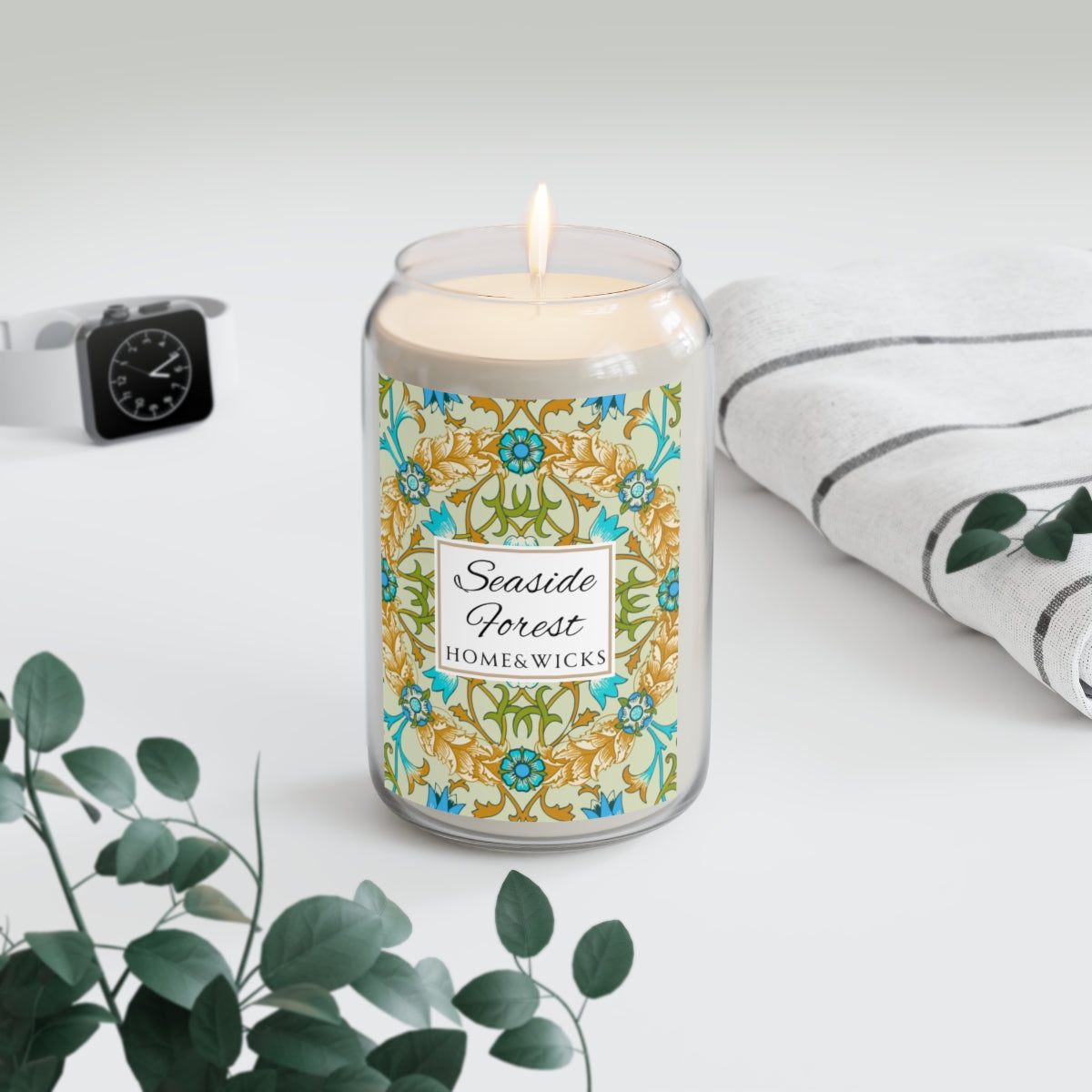 Seaside Forest Scented Soy Wax Candle, 13.75 oz. Clear Jar - Coastal Home Décor, Coast Scented Candle, Ozonic Marine Candle, Coastal Decor, Home Decor Gifts