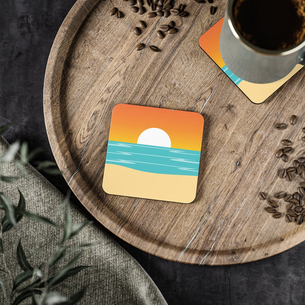 Soleil Coasters Hardboard Back - 4 Pack