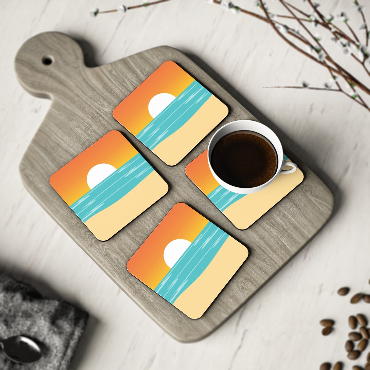 Soleil Coasters Hardboard Back - 4 Pack
