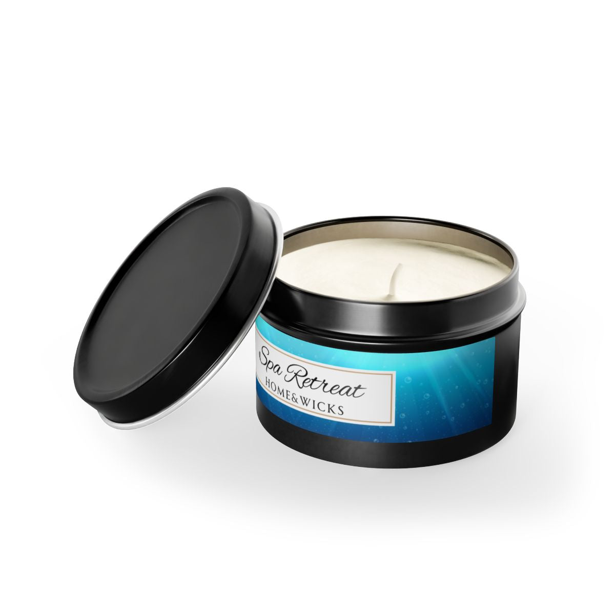 Spa Retreat Coconut Soy Wax Candle, 4 oz. Black Tin Jar with Lid - Spa Scented Candle, Relaxation Candle, Aromatherapy