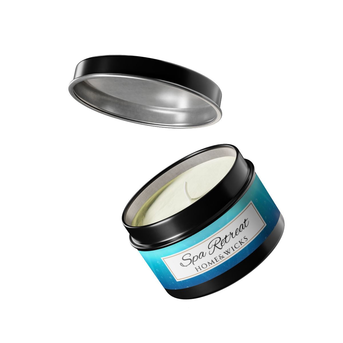 Spa Retreat Coconut Soy Wax Candle, 4 oz. Black Tin Jar with Lid - Spa Scented Candle, Relaxation Candle, Aromatherapy