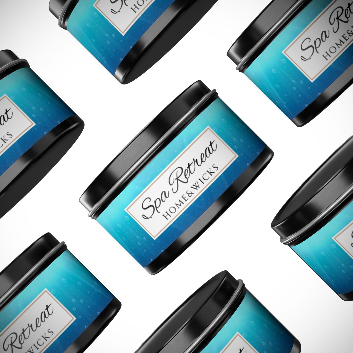 Spa Retreat Coconut Soy Wax Candle, 8 oz. Black Tin Jar with Lid - Spa Scented Candle, Relaxation Candle, Aromatherapy