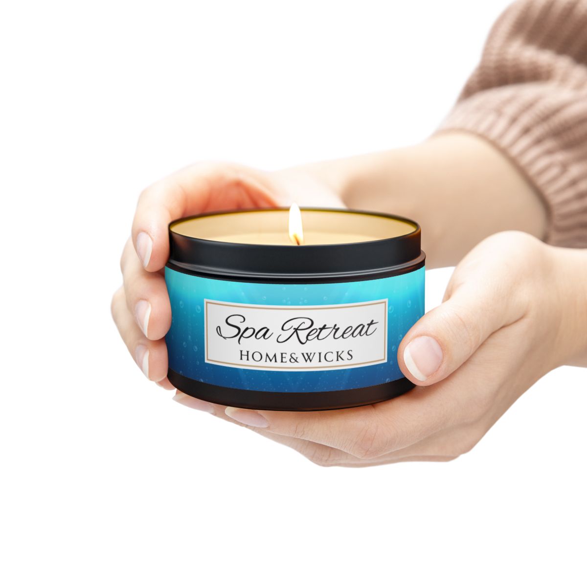 Spa Retreat Coconut Soy Wax Candle, 8 oz. Black Tin Jar with Lid - Spa Scented Candle, Relaxation Candle, Aromatherapy