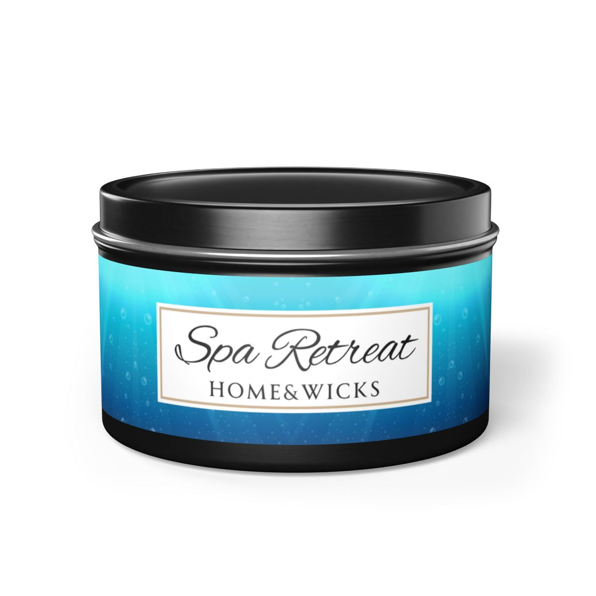 Spa Retreat Coconut Soy Wax Candle, 8 oz. Black Tin Jar with Lid - Spa Scented Candle, Relaxation Candle, Aromatherapy