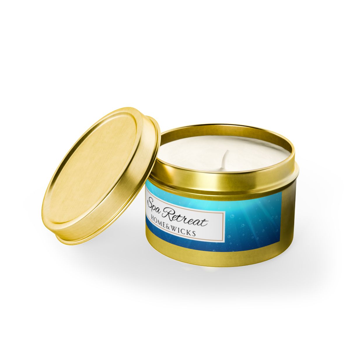 Spa Retreat Coconut Soy Wax Candle, 4 oz. Gold Tin Jar with Lid - Spa Scented Candle, Relaxation Candle, Aromatherapy