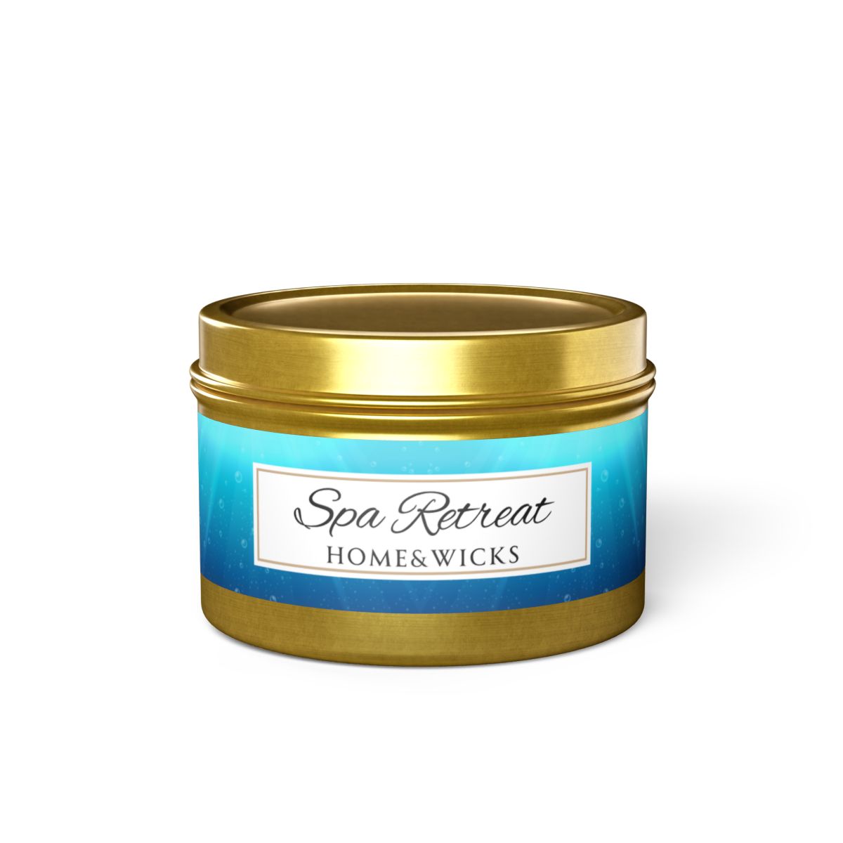 Spa Retreat Coconut Soy Wax Candle, 4 oz. Gold Tin Jar with Lid - Spa Scented Candle, Relaxation Candle, Aromatherapy