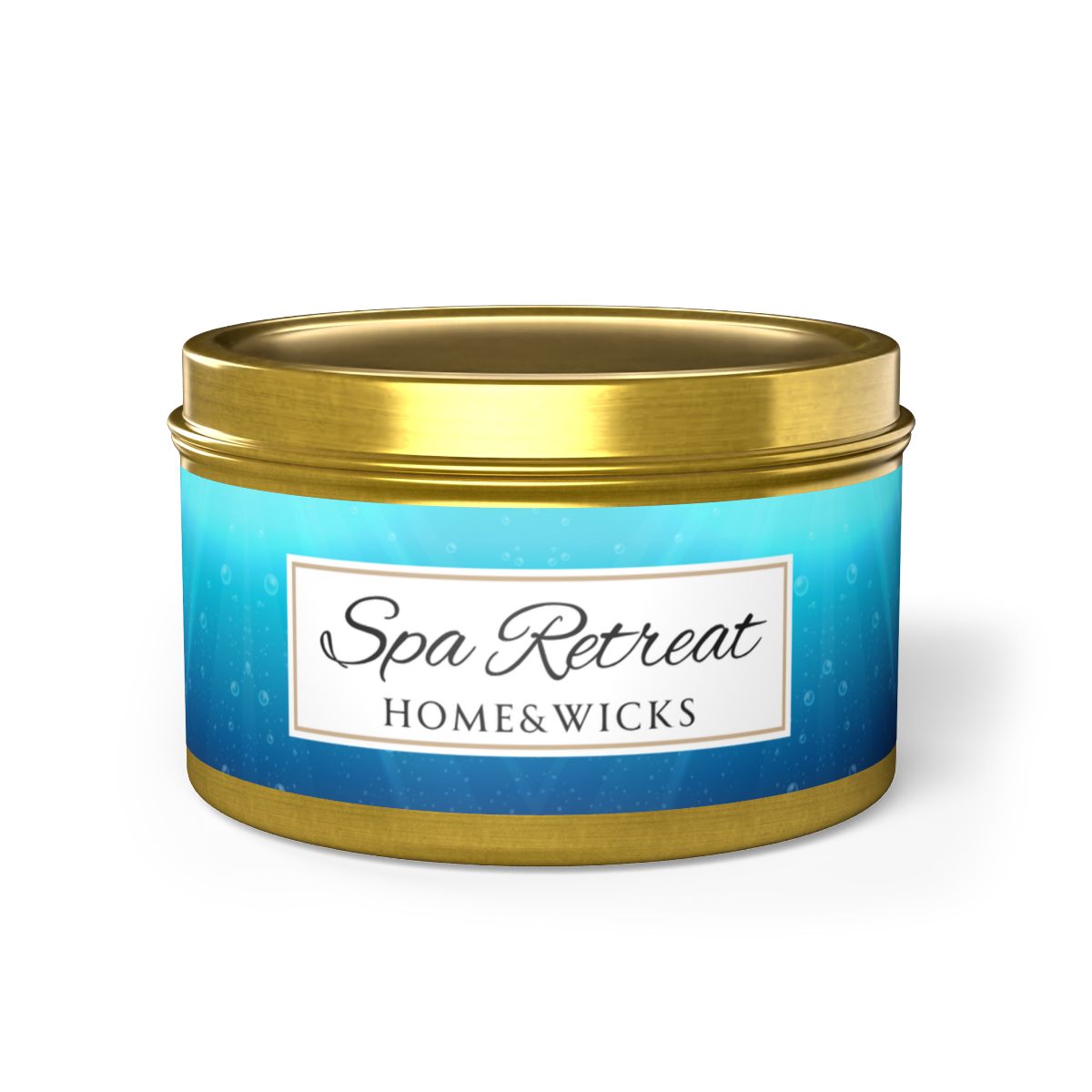 Spa Retreat Coconut Soy Wax Candle, 8 oz. Gold Tin Jar with Lid - Spa Scented Candle, Relaxation Candle, Aromatherapy