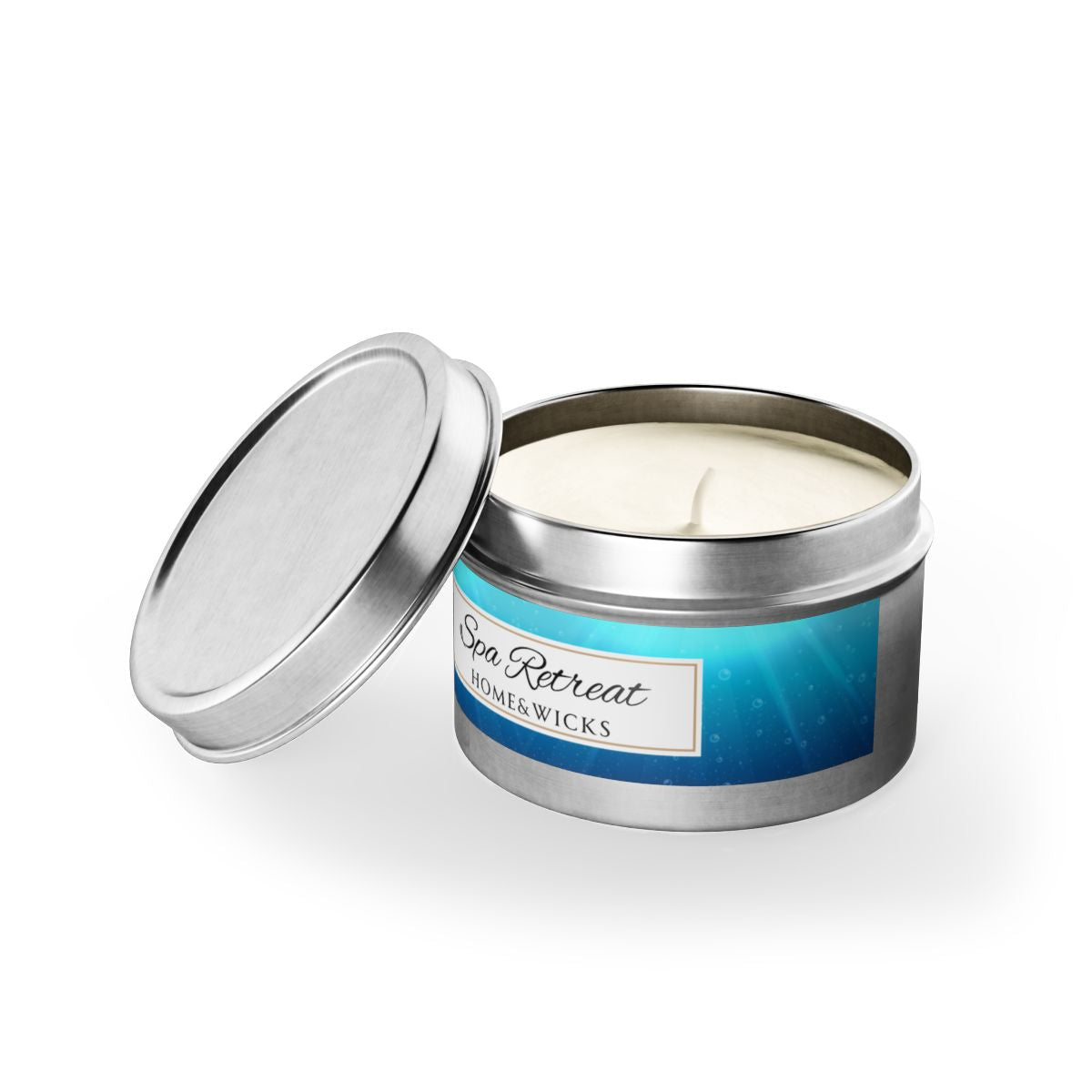 Spa Retreat Coconut Soy Wax Candle, 4 oz. Silver Tin Jar with Lid - Spa Scented Candle, Relaxation Candle, Aromatherapy