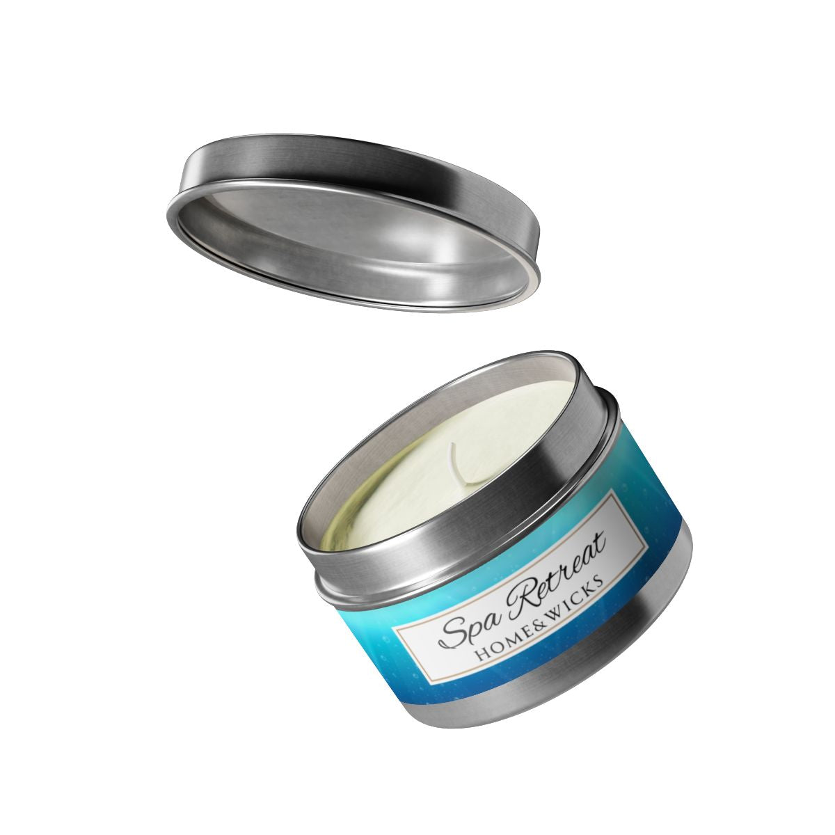 Spa Retreat Coconut Soy Wax Candle, 4 oz. Silver Tin Jar with Lid - Spa Scented Candle, Relaxation Candle, Aromatherapy