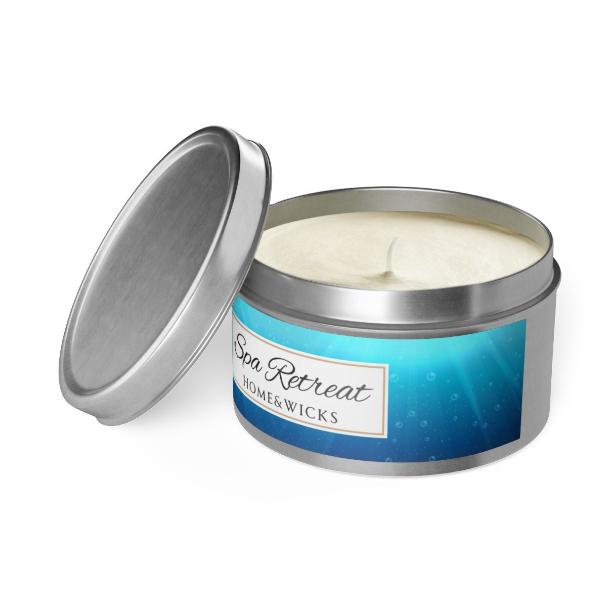 Spa Retreat Coconut Soy Wax Candle, 8 oz. Silver Tin Jar with Lid - Spa Scented Candle, Relaxation Candle, Aromatherapy