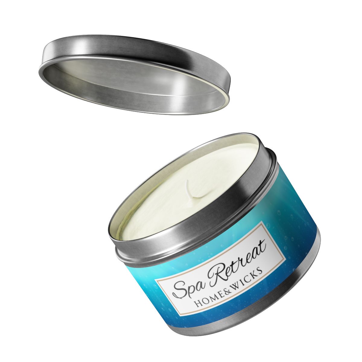 Spa Retreat Coconut Soy Wax Candle, 8 oz. Silver Tin Jar with Lid - Spa Scented Candle, Relaxation Candle, Aromatherapy