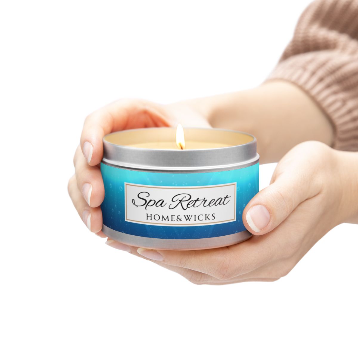 Spa Retreat Coconut Soy Wax Candle, 8 oz. Silver Tin Jar with Lid - Spa Scented Candle, Relaxation Candle, Aromatherapy