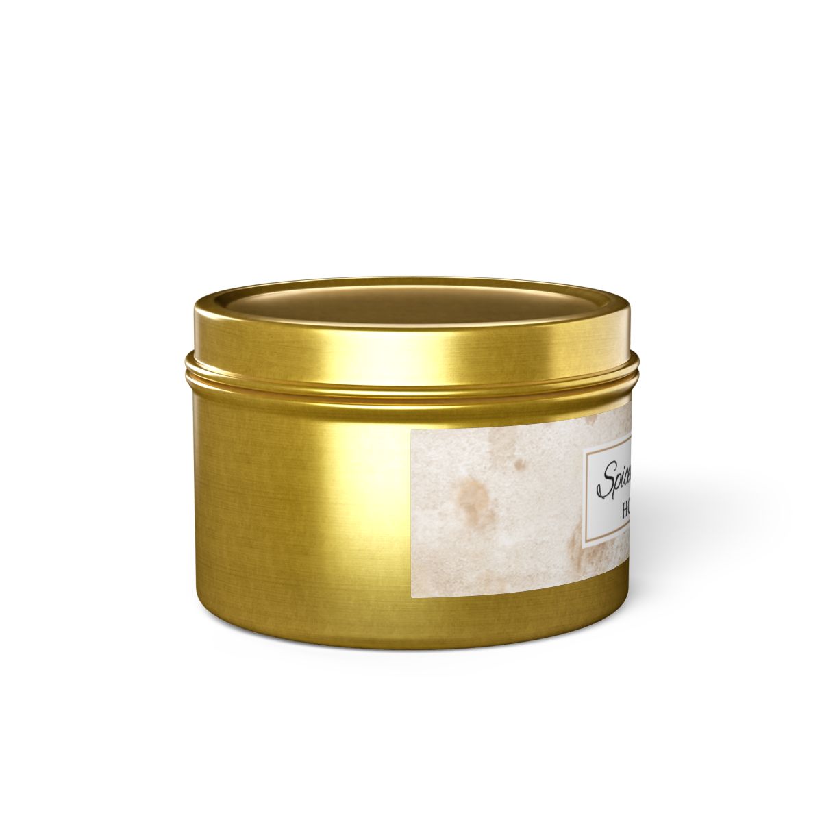 Spiced Oat Milk Coconut Soy Wax Candle, 4 oz. Gold Tin Jar with Lid - Cinnamon Scented Candle, Cozy Candle, Gourmand Spice Candle