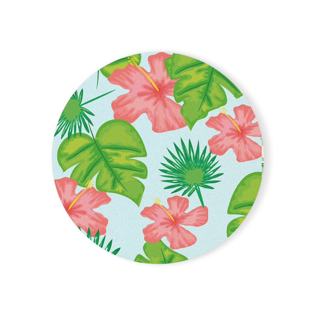 Tropical Island - Round Hardboard Coaster, Cork Backed - 3.75" x 3.75" - Perfect for Tropical Home Decor and Gifts - Priced per coaster