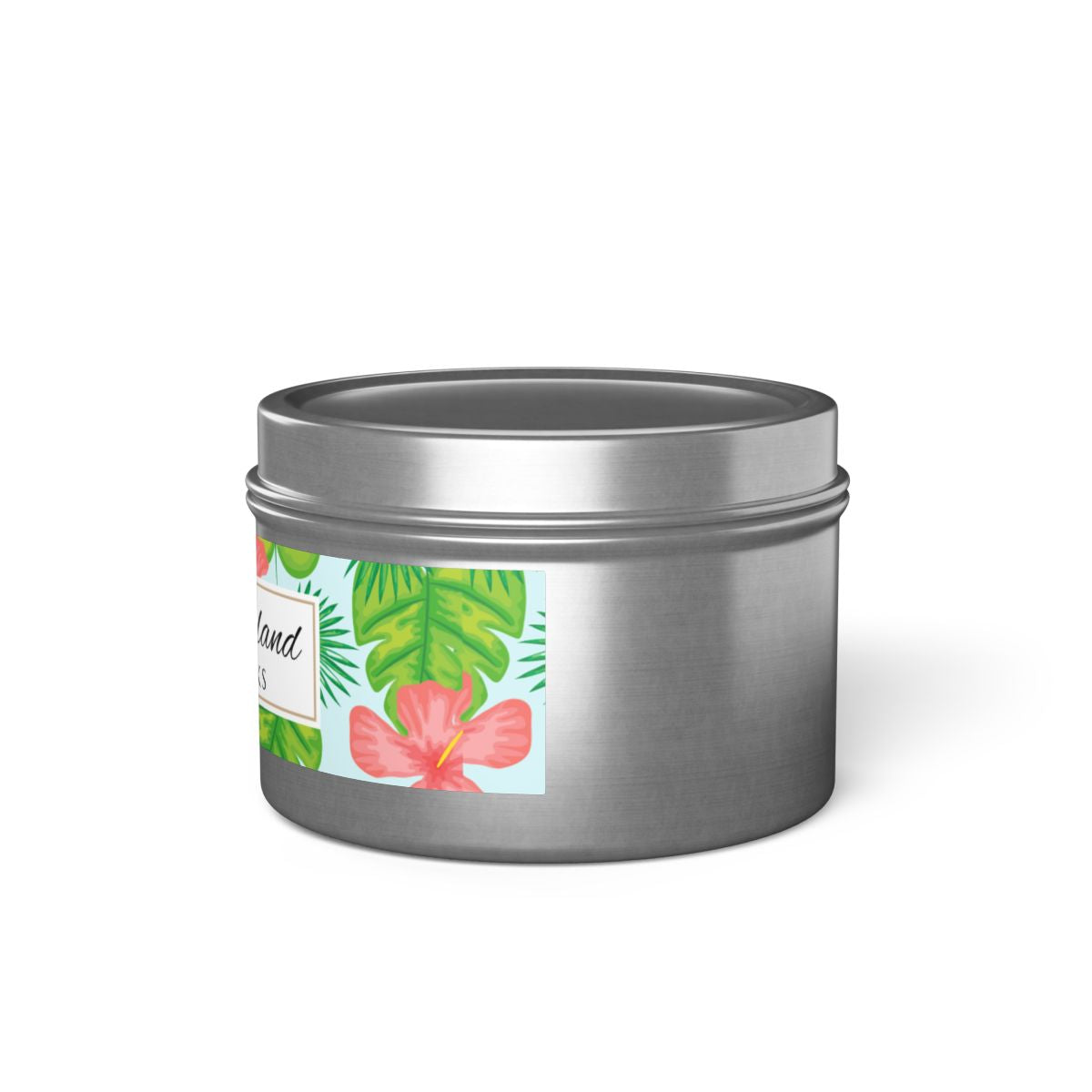 Tropical Island Coconut Soy Wax Candle, 4 oz. Silver Tin Jar with Lid - Tropical Candle, Fruit Scented Candle, Tropical Decor
