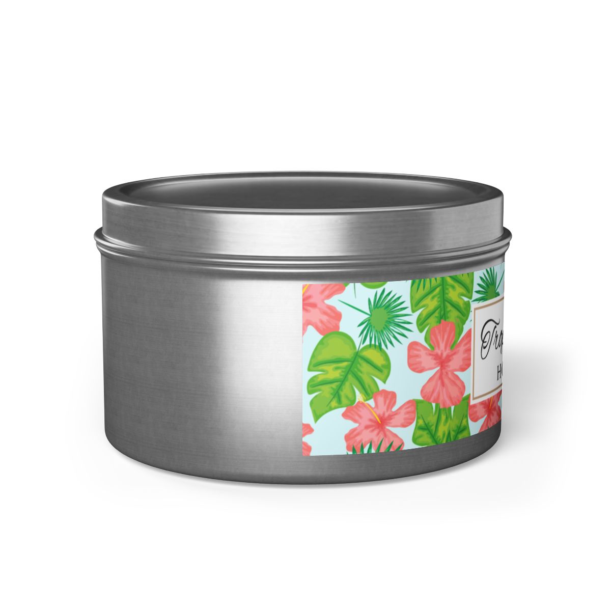 Tropical Island Scented Coconut Soy Wax Candle, 8 oz. Silver Tin Jar with Lid - Tropical Candle, Fruit Scented Candle, Tropical Decor