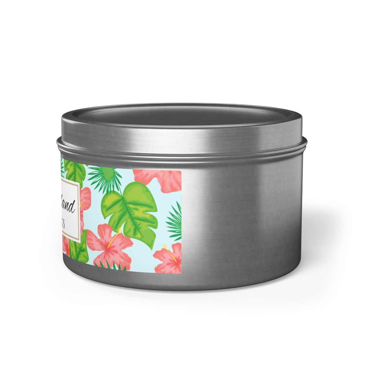 Tropical Island Scented Coconut Soy Wax Candle, 8 oz. Silver Tin Jar with Lid - Tropical Candle, Fruit Scented Candle, Tropical Decor