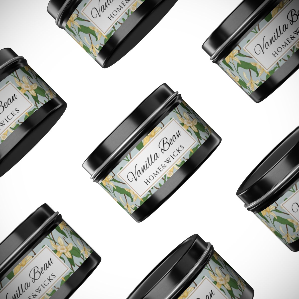 Vanilla Bean Coconut Soy Wax Candle, 4 oz. Black Tin Jar with Lid - Relaxing Vanilla Candle, Gift for Her, Vanilla Aromatherapy