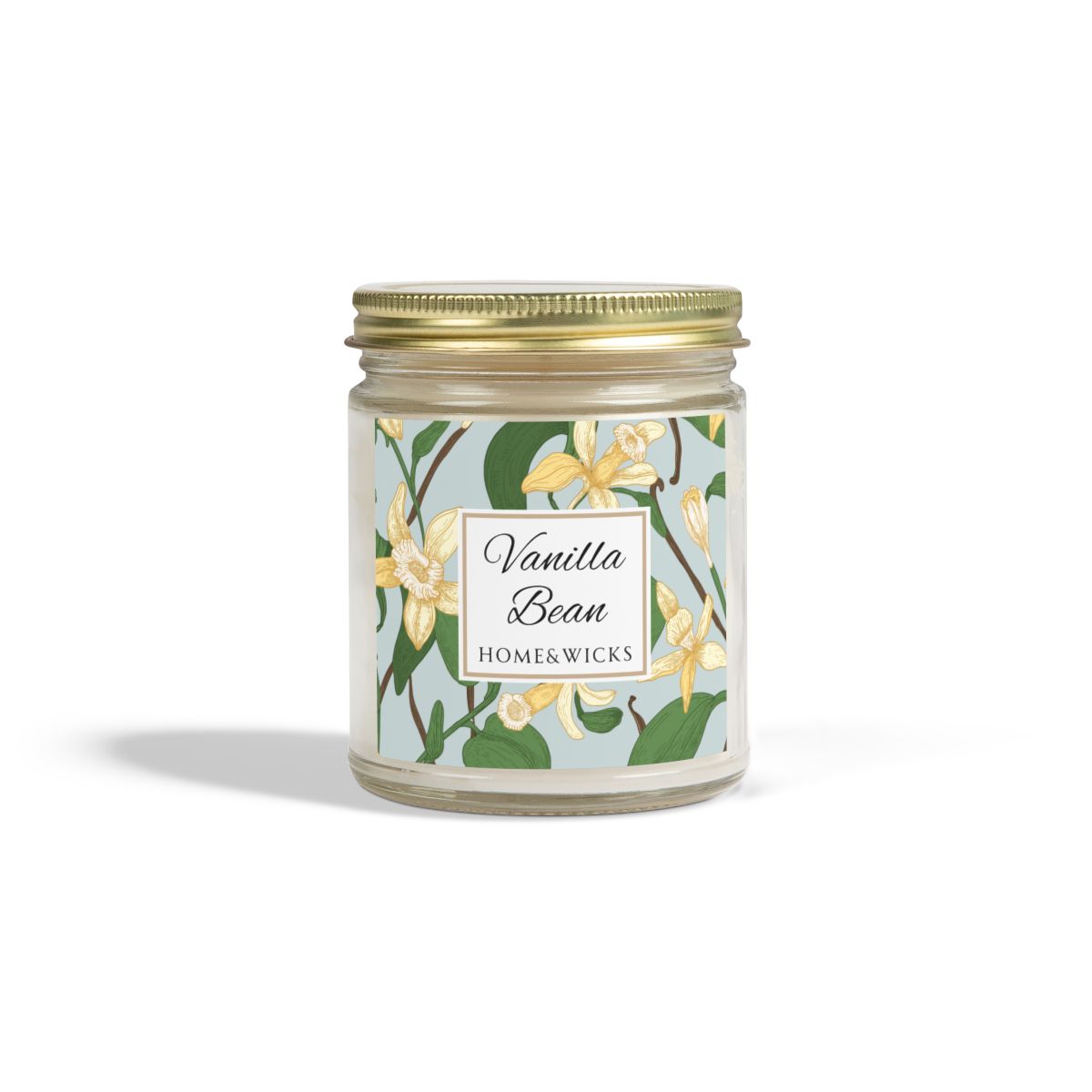 Vanilla Bean Coconut Apricot Wax Candle, 9 oz Amber Jar, Gold Lid - Relaxing Scent, Gift for Her, Vanilla Aromatherapy, Natural Coconut Wax