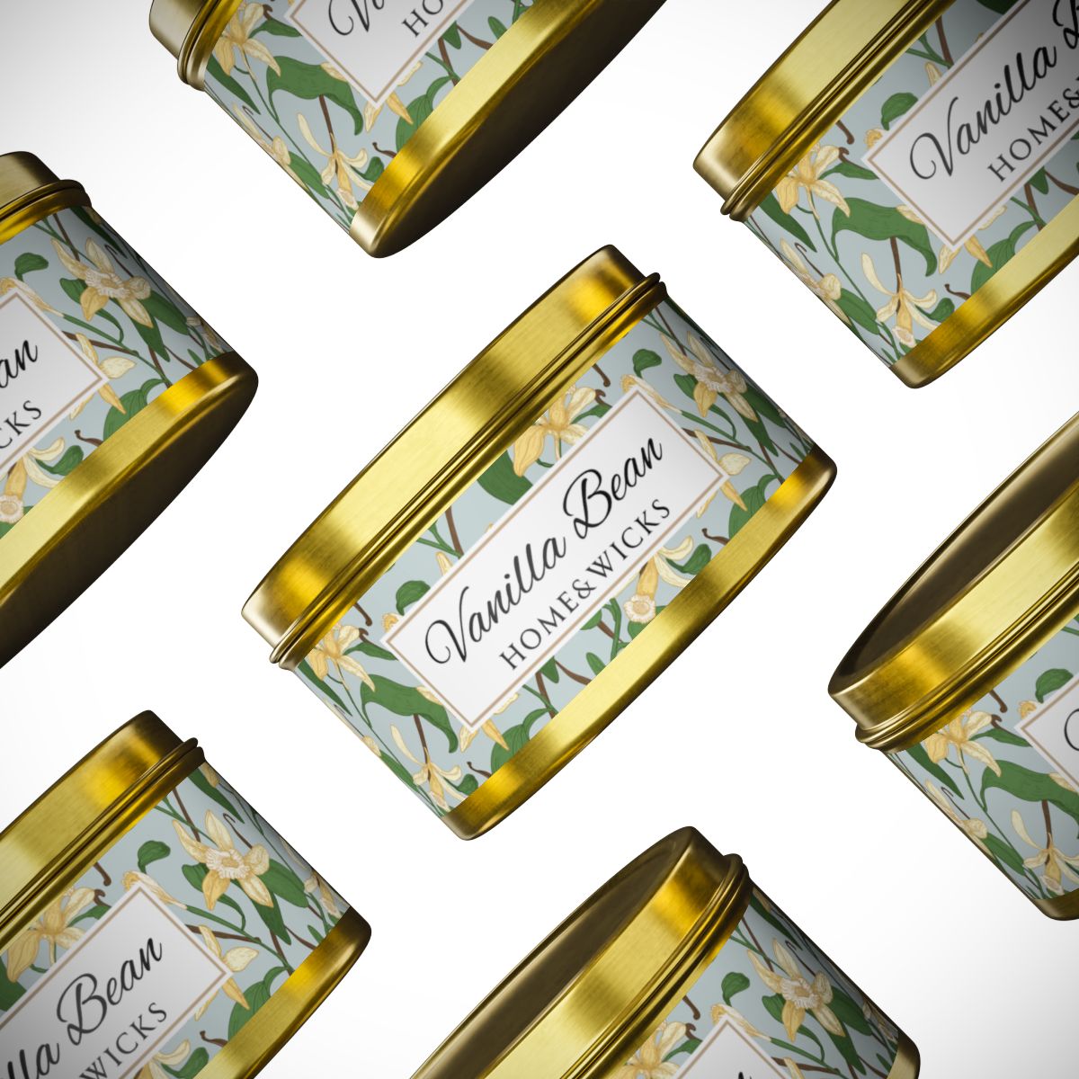 Vanilla Bean Coconut Soy Wax Candle, 8 oz. Gold Tin Jar with Lid - Relaxing Vanilla Candle, Gift for Her, Vanilla Aromatherapy