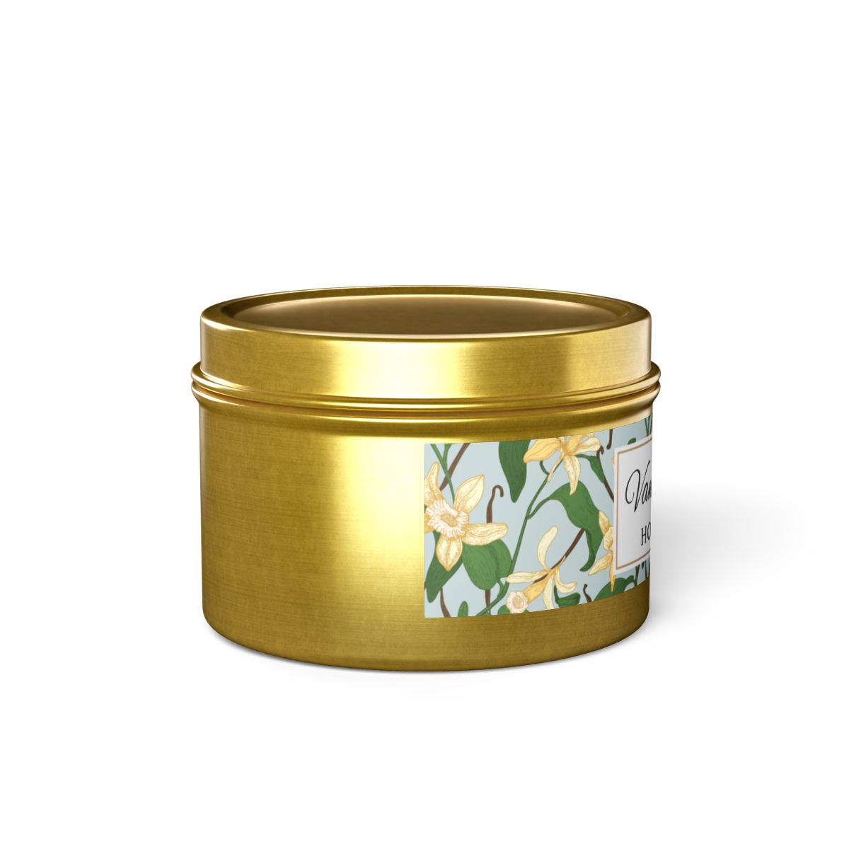 Vanilla Bean Coconut Soy Wax Candle, 4 oz. Gold Tin Jar with Lid - Relaxing Vanilla Candle, Gift for Her, Vanilla Aromatherapy