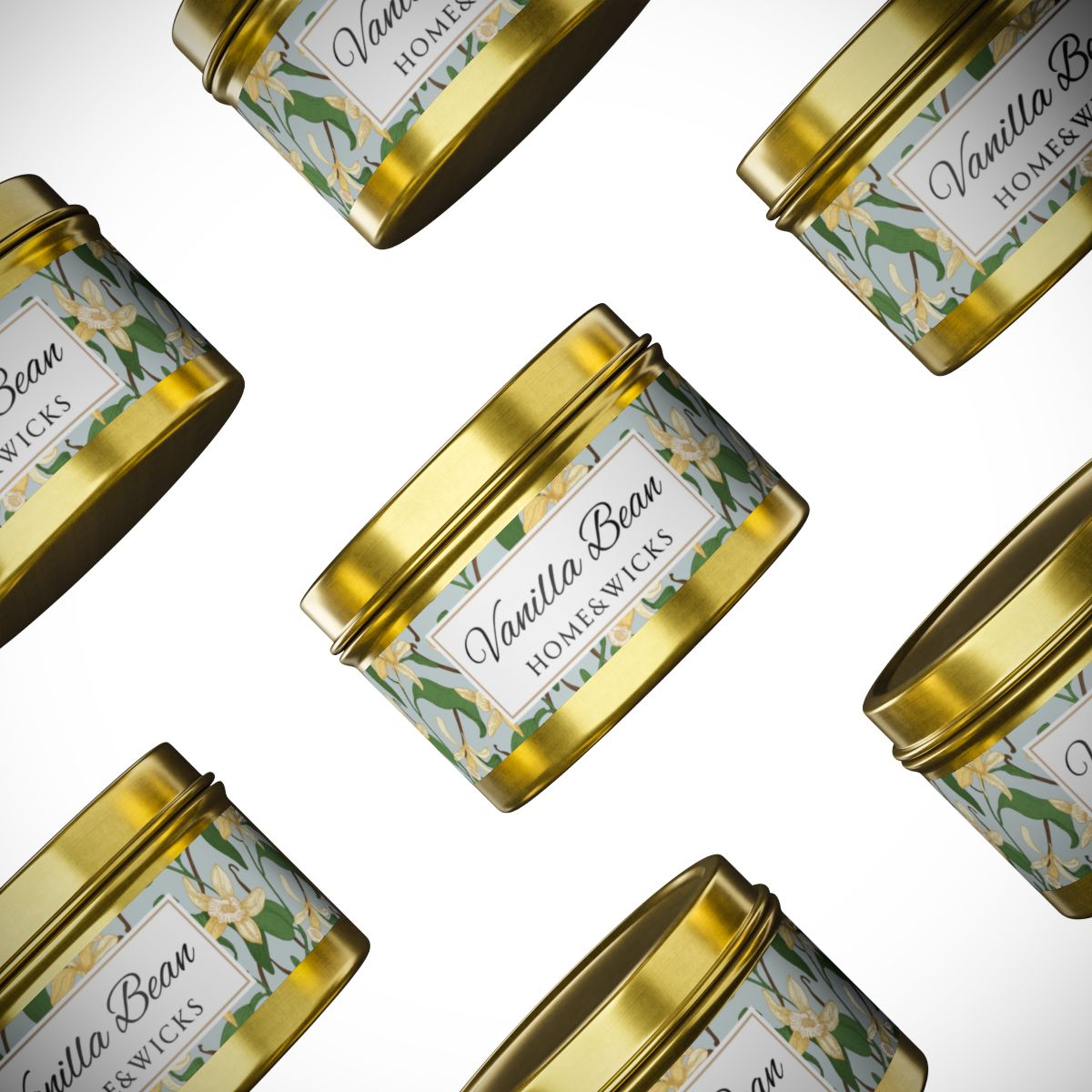 Vanilla Bean Coconut Soy Wax Candle, 4 oz. Gold Tin Jar with Lid - Relaxing Vanilla Candle, Gift for Her, Vanilla Aromatherapy