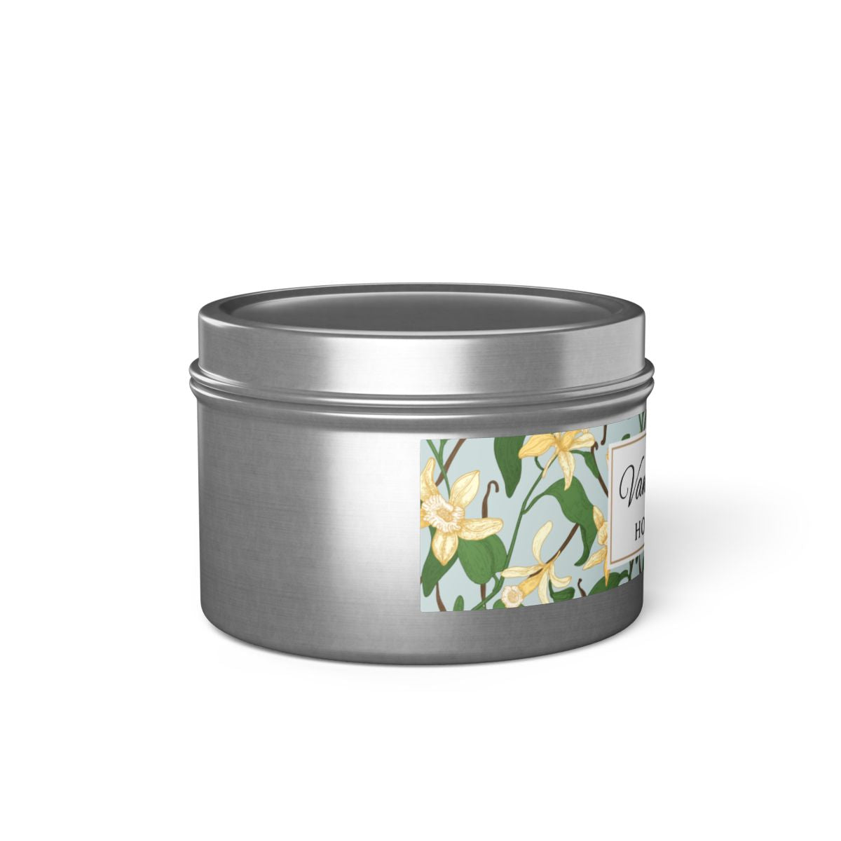 Vanilla Bean Scented Coconut Soy Wax Candle, 4 oz. Silver Tin Jar with Lid - Relaxing Vanilla Candle, Gift for Her, Vanilla Aromatherapy