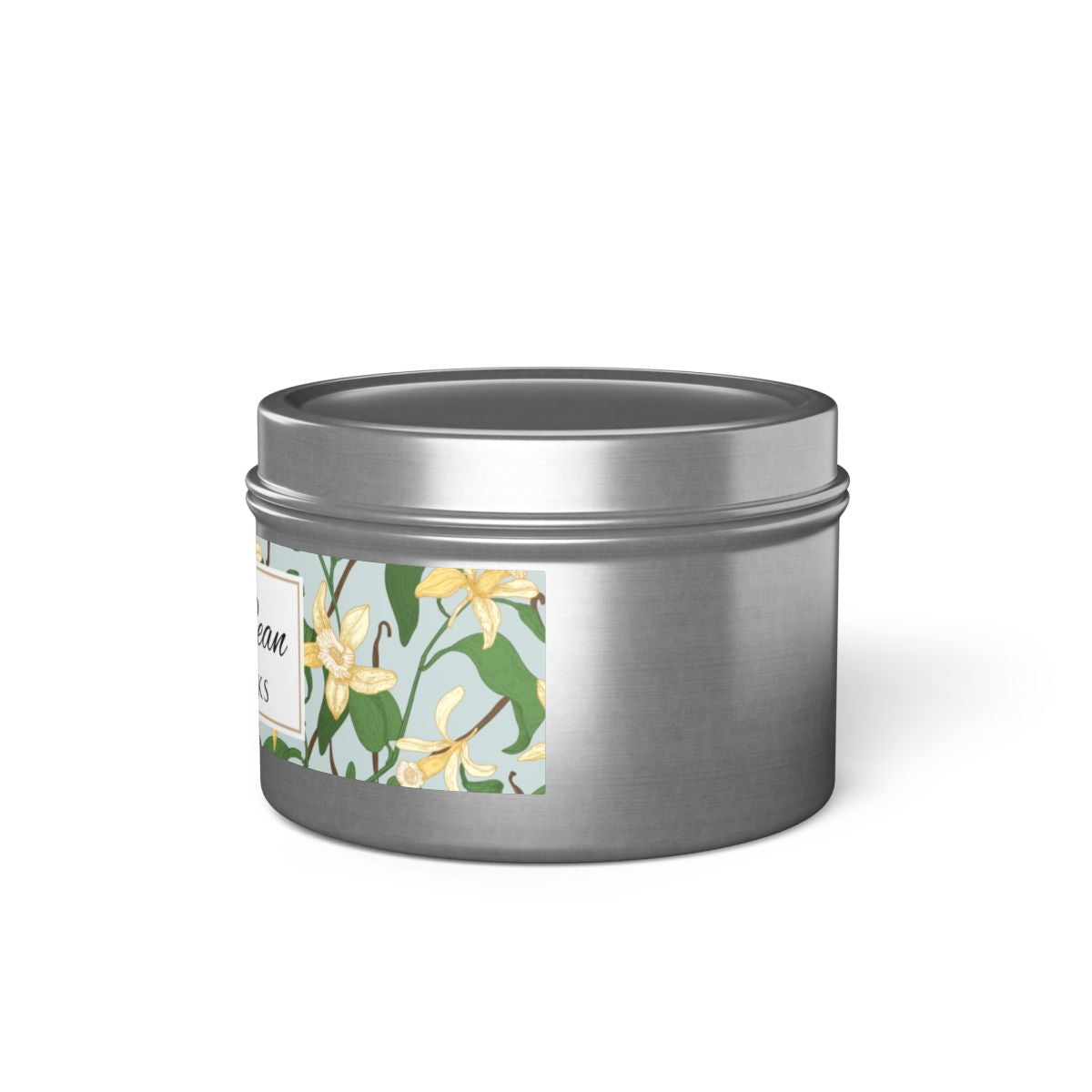 Vanilla Bean Scented Coconut Soy Wax Candle, 4 oz. Silver Tin Jar with Lid - Relaxing Vanilla Candle, Gift for Her, Vanilla Aromatherapy
